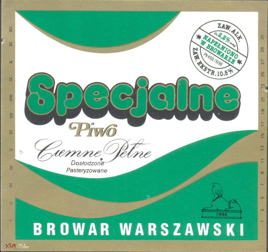 Specjalne - Piwo Ciemne Pelne Pasteryzowane - Browar Warszawski