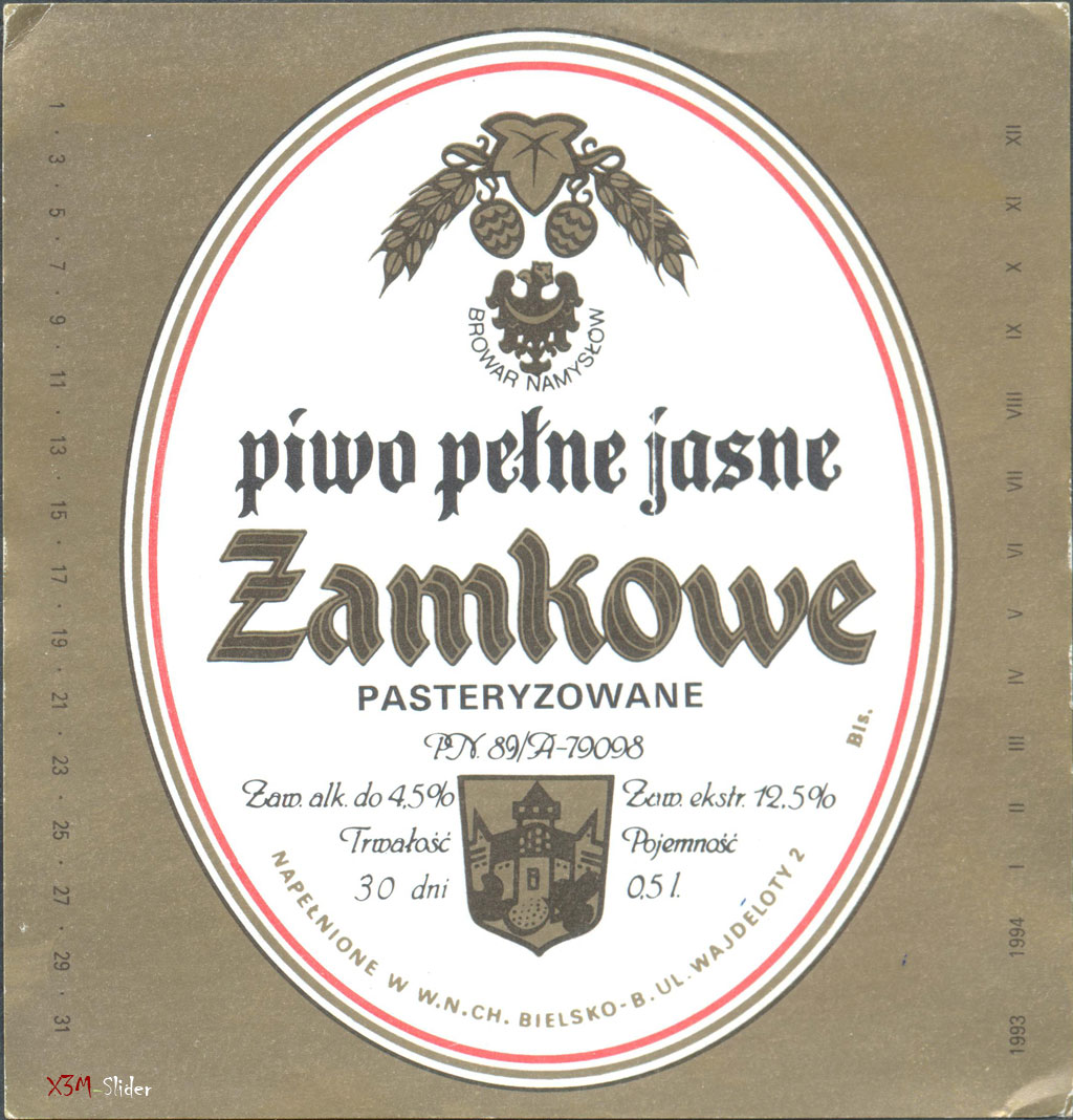 Zamkowe - Piwo Pelne Jasne Pasteryzowane - Browar Namyslow