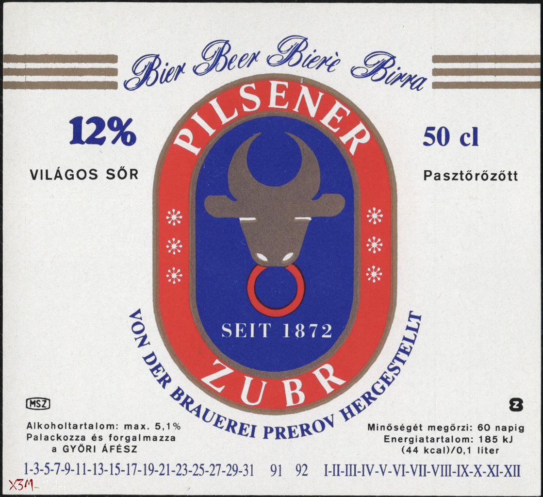 Zubr Pilsener - Paszorozott - Von Der Brauerei Prerov Hergestellt (Big)