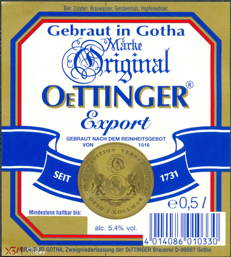OeTTINGER - Export - Gebraut in Gotha