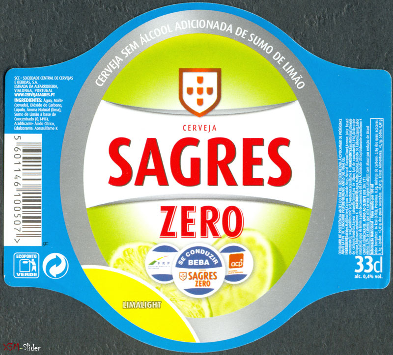 Sagres Zero Limalight 0,33 ml - Sociedade Central de Cervejas