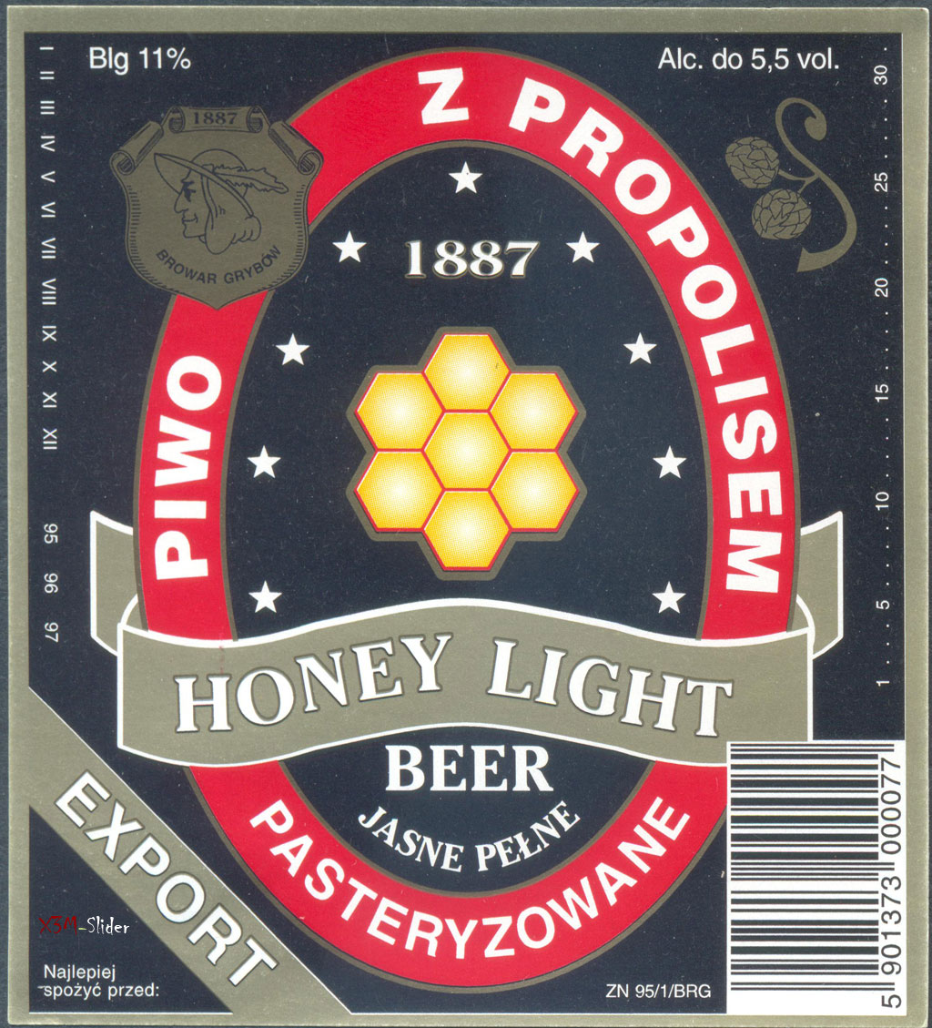 Honey Light Beer - Jasne Pelne Pasteryzowanr - Export - Browarze Grybow